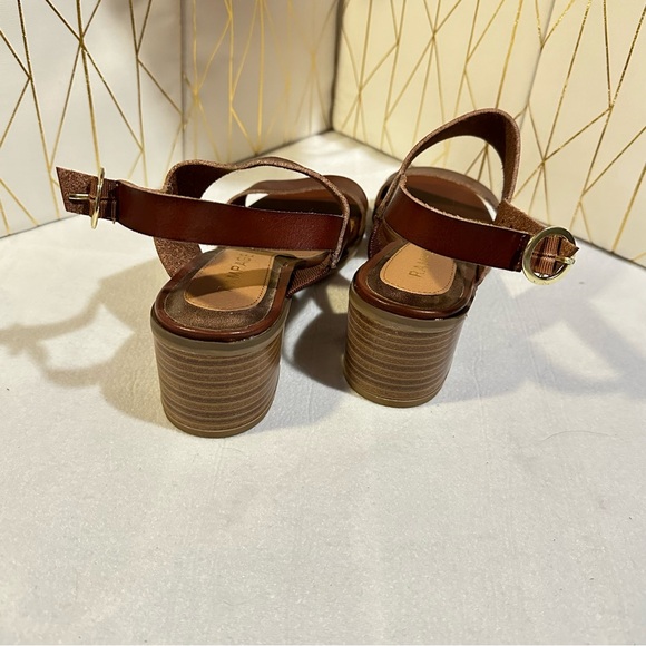 Rampage Ram-Haly Whiskey Brown Wood Heel Boho Sandals - Size 7 - Picture 6 of 8